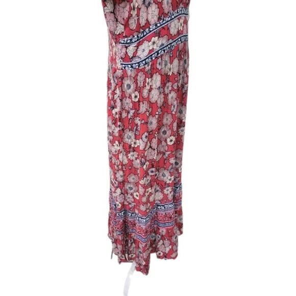 Knox Rose Strawberry Jam Floral Midi Dress Size Medium V Neck Boho Summer - Picture 12 of 14